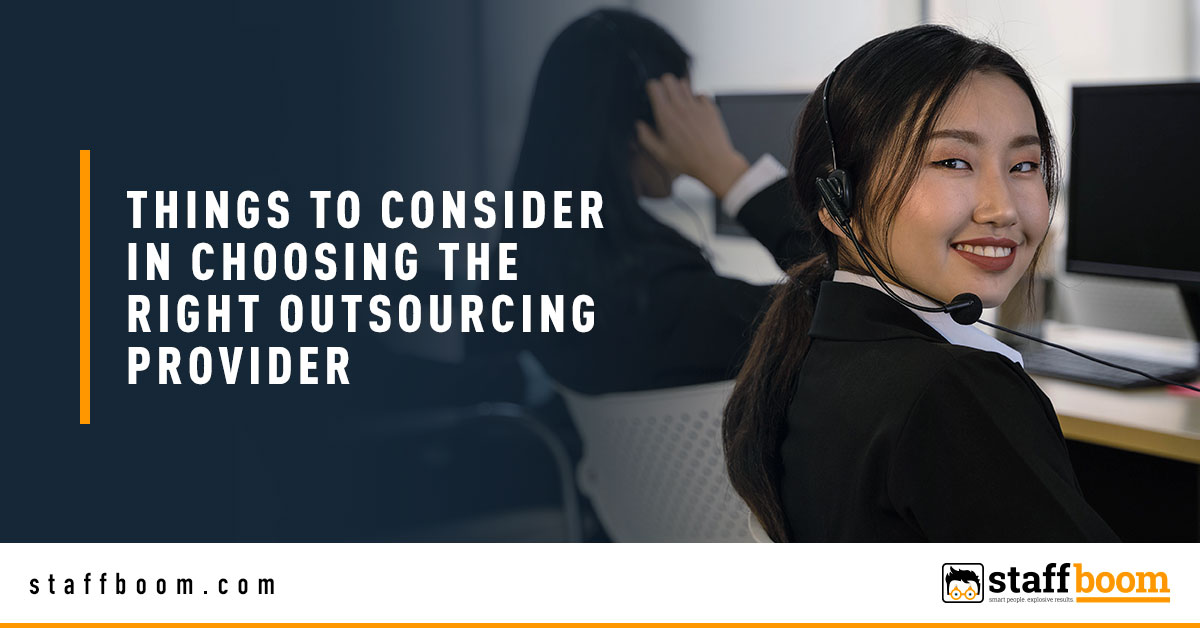Woman Smiling While On Call - Banner Image for Things to Consider in Choosing the Right Outsourcing Provider Blog
