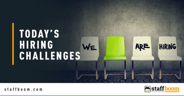 Chairs with We Are Hiring Text - Banner Image for Today’s Hiring Challenges Blog